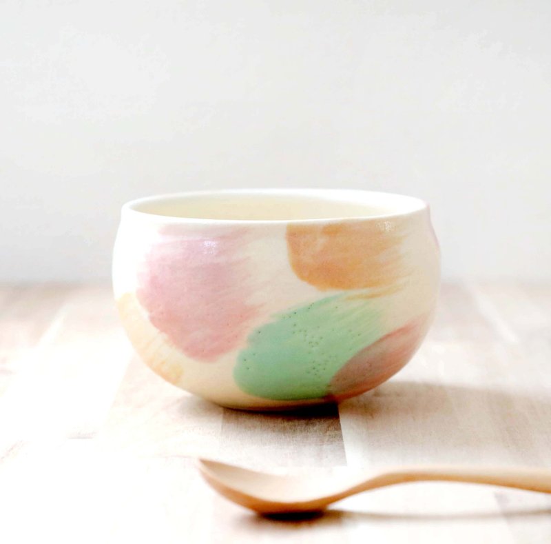 彩妆 大碗配笔触 / 春天的色彩 / 1 - 碗 - 陶 粉红色