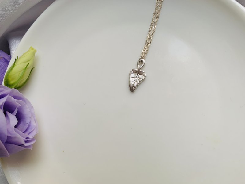 芋叶植物纯银项链 摩羯座生日礼物 - 项链 - 纯银 银色