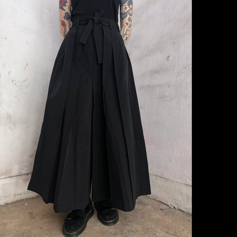 胶卷百褶裤/男女同款 - 中性裤装 - 其他人造纤维 黑色