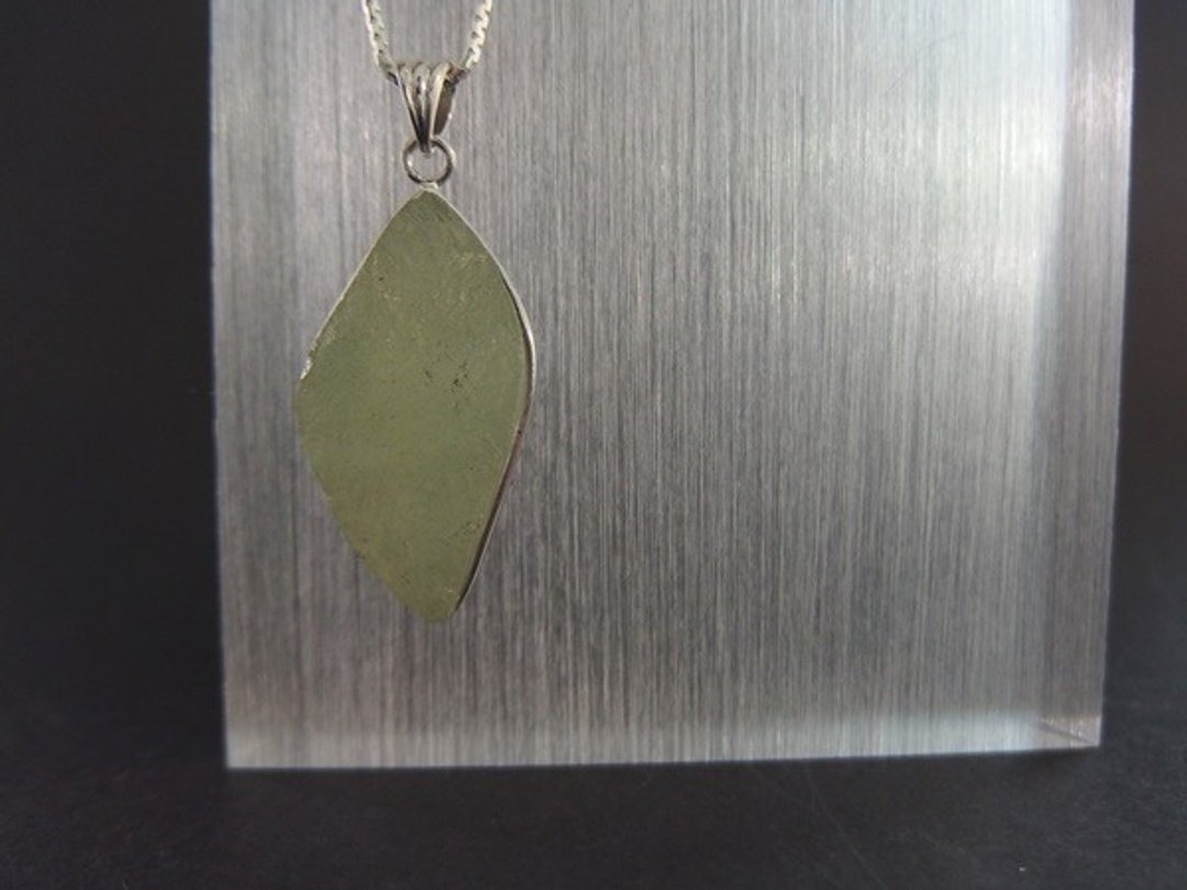 天然绿玉髓纯银吊坠  Chrysoprase  Silver Pendant - 项链 - 宝石 绿色
