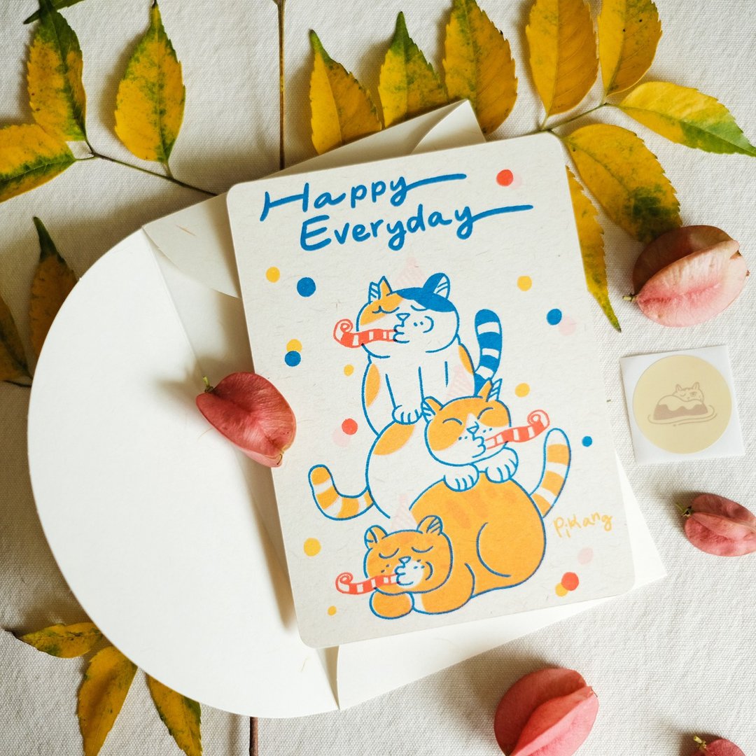 猫岛祝福卡 / Happy Everyday. - 卡片/明信片 - 纸 多色