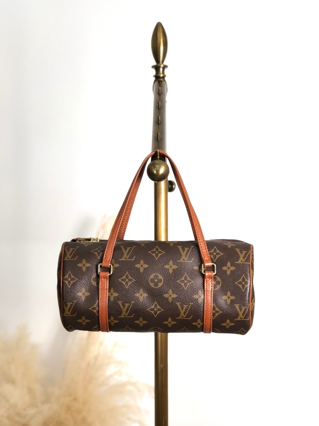 【VintageShop solo 日本直送中古包专卖店】LOUIS VUITTON PAPILLON 经典花纹 帆布手提包 棕色 皮革 圆筒包 vintage y5yhcy - 手提包/手提袋 - 防水材质 咖啡色