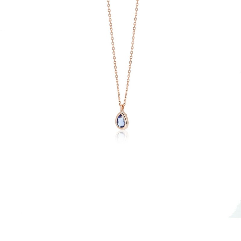 水滴堇青石925纯银项链 (银/玫瑰金) - 项链 - 宝石 蓝色