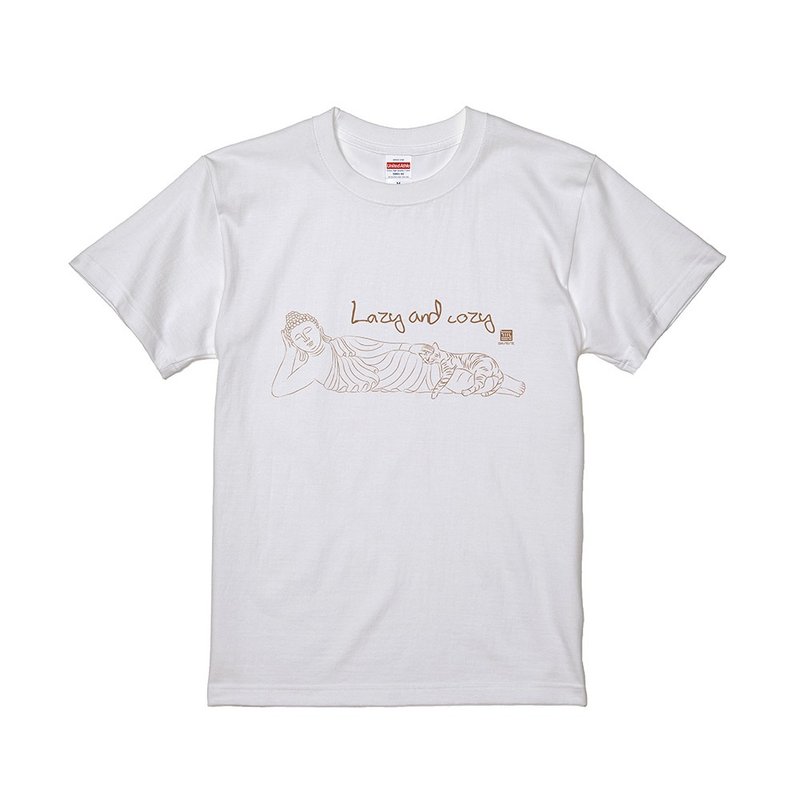 佛说T恤 - Lazy and cozy - 中性连帽卫衣/T 恤 - 棉 白色