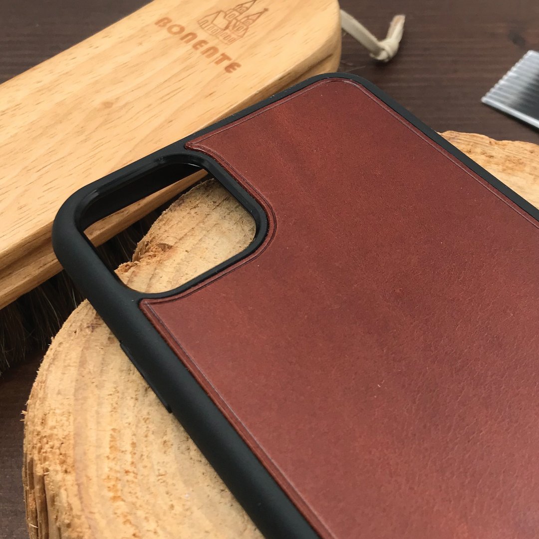 【iPhone 手机壳】啡色植鞣牛皮/防摔/多款型号/定制化印字 - 手机壳/手机套 - 真皮 咖啡色