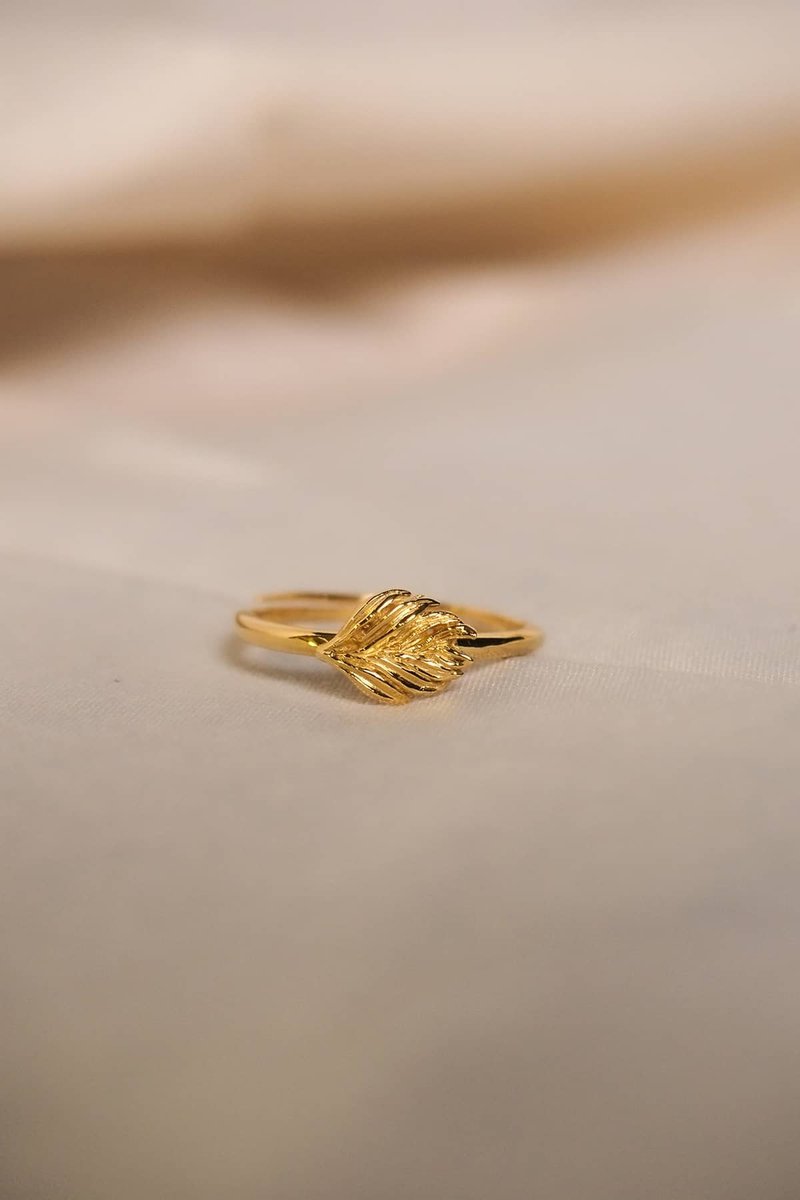 Decopia 丛林叶 B 戒指，叶形戒指，纯银戒指。 - 戒指 - 纯银 金色