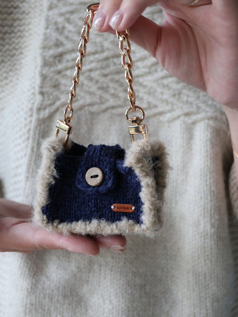 【材料包】秋冬mini包|针织包包|口红耳机收纳|氛围感百搭穿搭 - 手提包/手提袋 - 羊毛 咖啡色