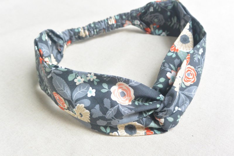 松紧发带 - 玫瑰 - 发饰 - 棉．麻 黑色