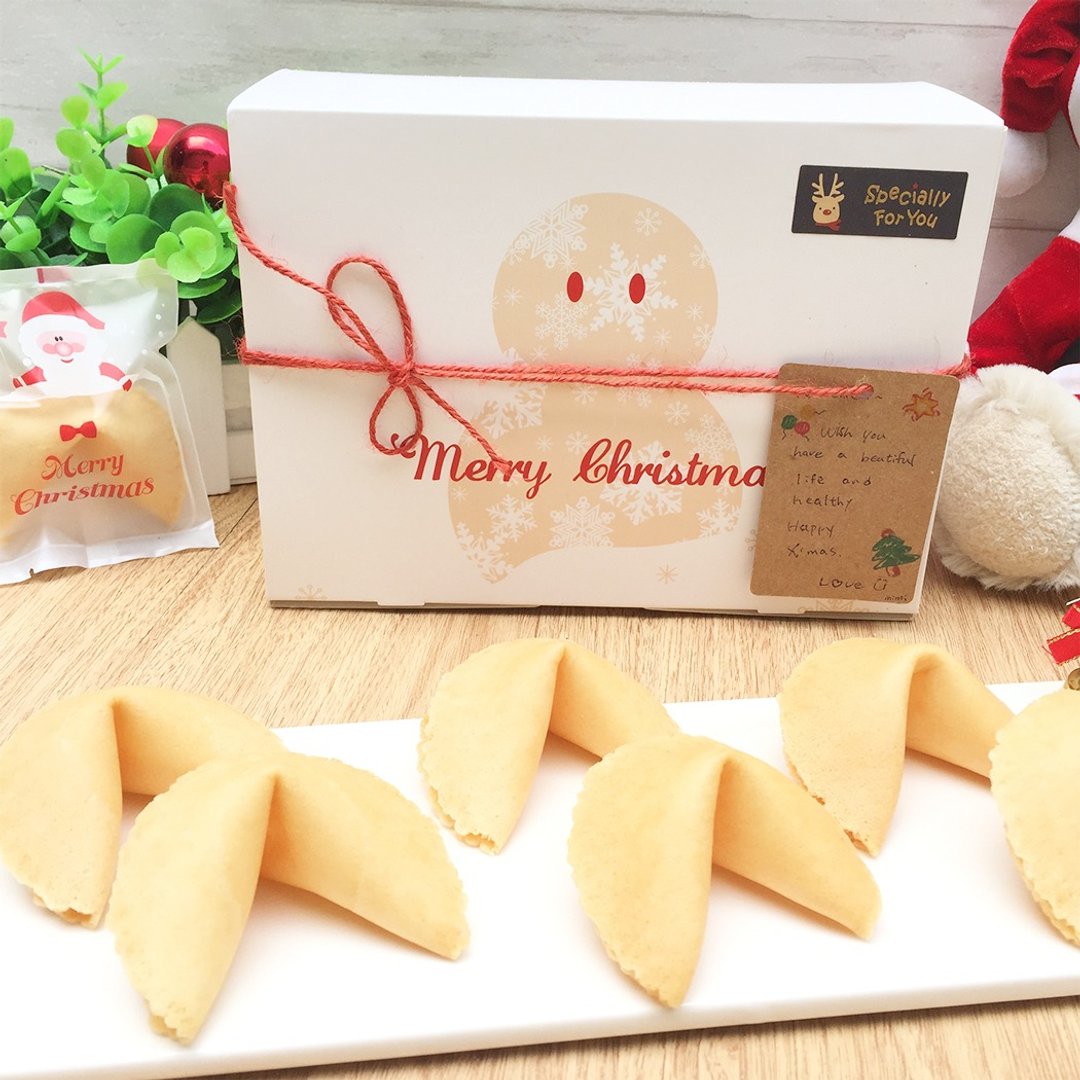 圣诞礼物 交换礼物 雪人礼盒幸运签饼 牛奶风味 手工现烤幸运饼干 定制化姓名签文 Merry Christmas Fortune Cookies - 手工饼干 - 新鲜食材 黄色