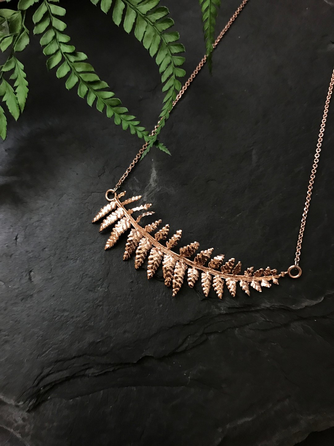 植蕨  蕨类 森林系 18K金镀金 玫瑰金项链 シダのネックレス Fern - 项链 - 玫瑰金 金色