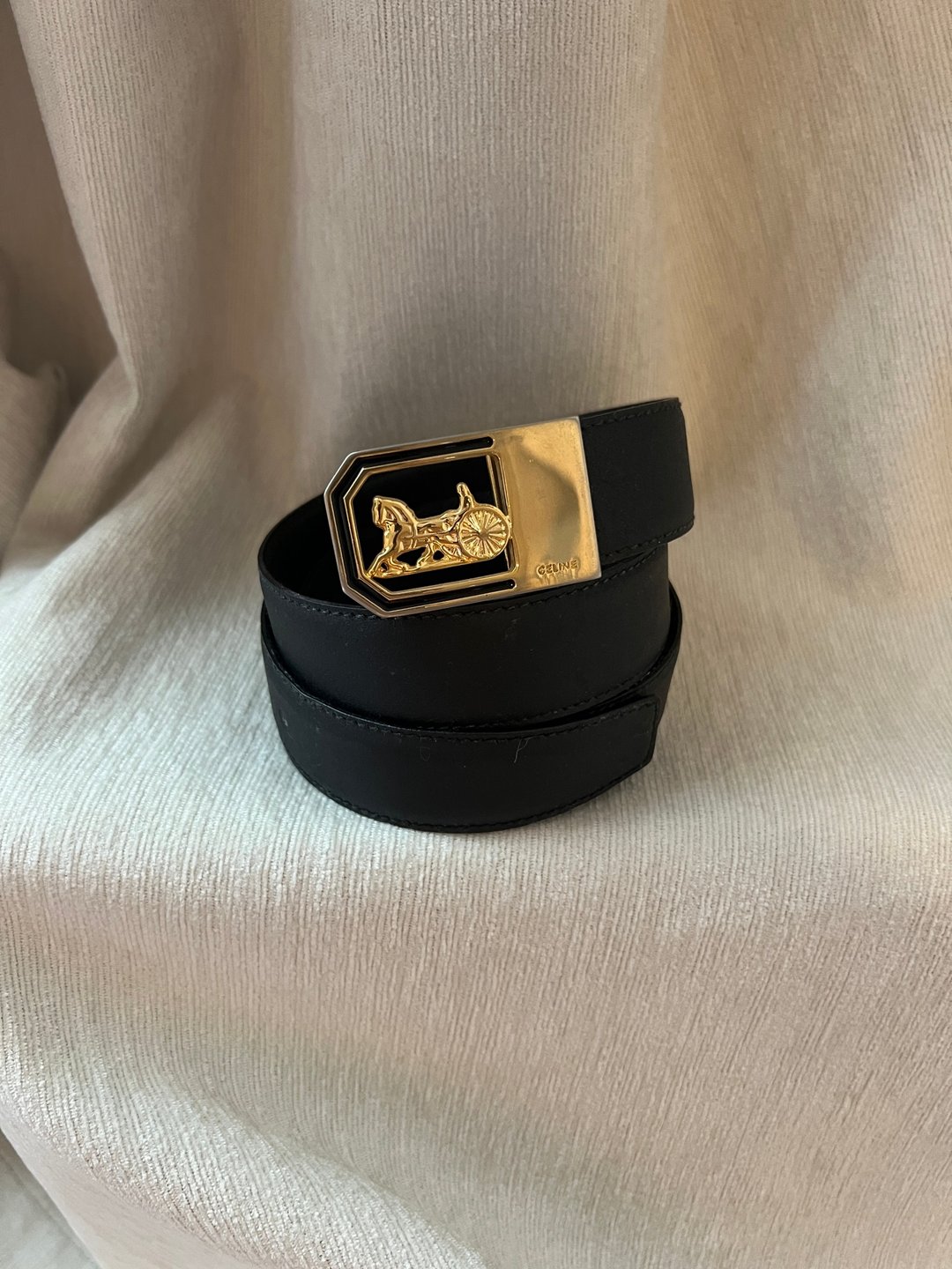 Celine黑色皮革马车中古皮带腰带 日本Vintage - 皮带/腰带 - 真皮 黑色