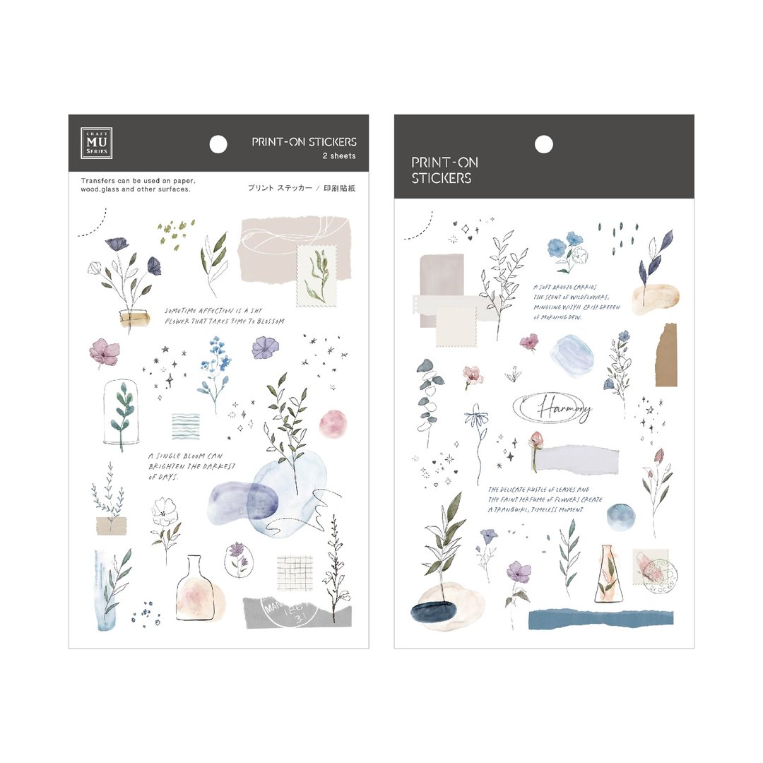 【Print-On Stickers 转印贴纸】no.269 | 花草系列 - 贴纸 - 其他材质 蓝色