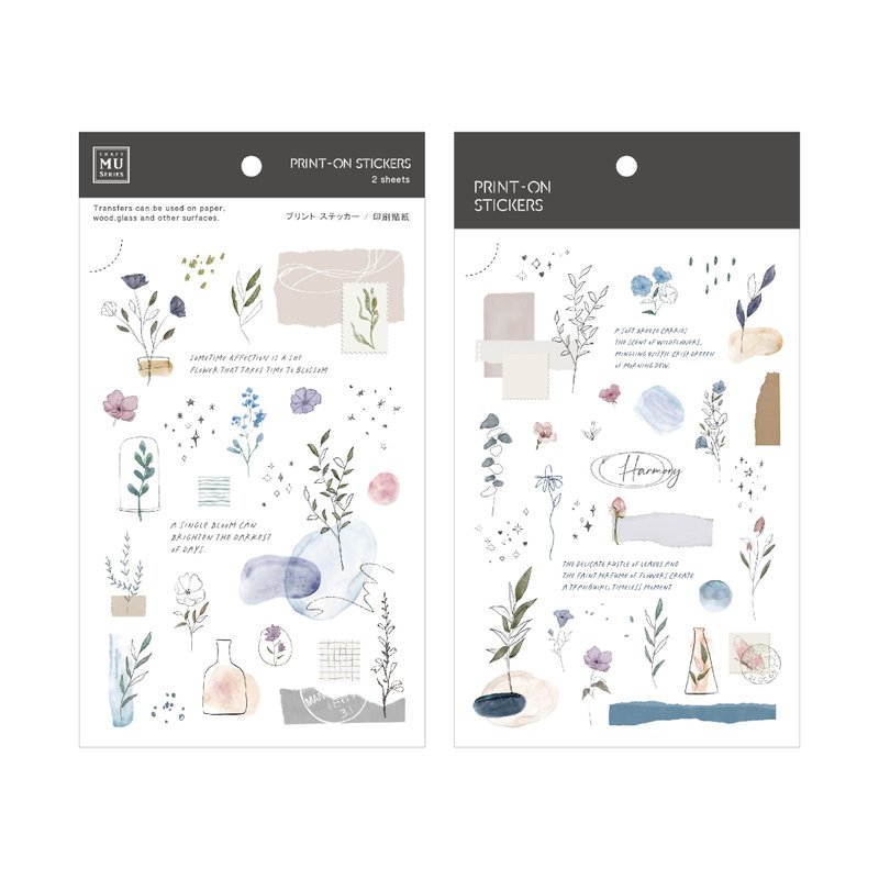 【Print-On Stickers 转印贴纸】no.269 | 花草系列 - 贴纸 - 其他材质 蓝色