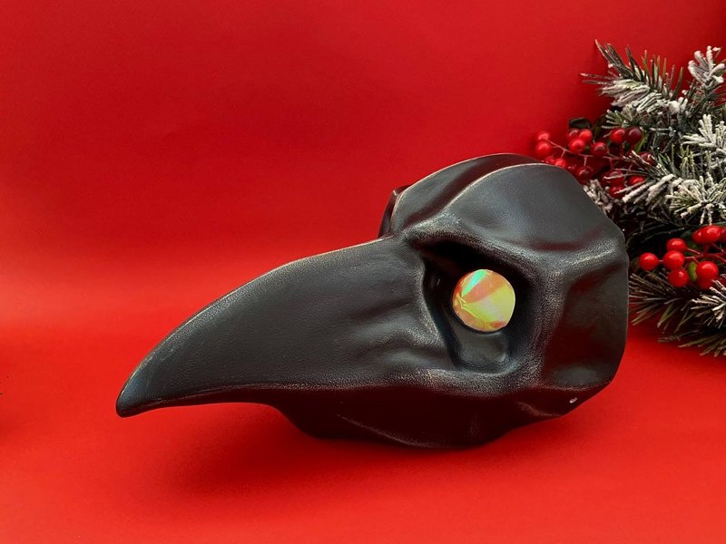 附镜片黑死病医生面具、雀面具、威尼斯面具、乌鸦面具 - 口罩 - 树脂 黑色