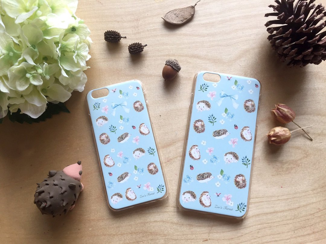 Zoe's forest 蓝绿刺猬手机壳 iphone 7/7plus/8/8plus/X - 手机壳/手机套 - 塑料 绿色