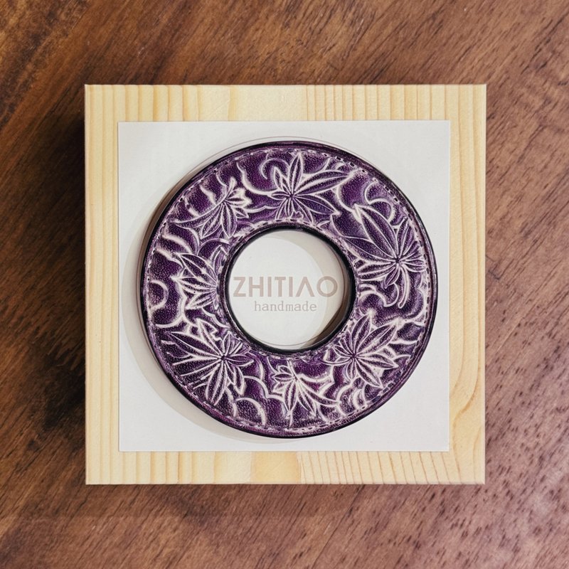 原创手工制作牛皮剑道刀镡 枫林云海 雾蜡紫 剑锷 Tsuba - 运动配件 - 真皮 紫色