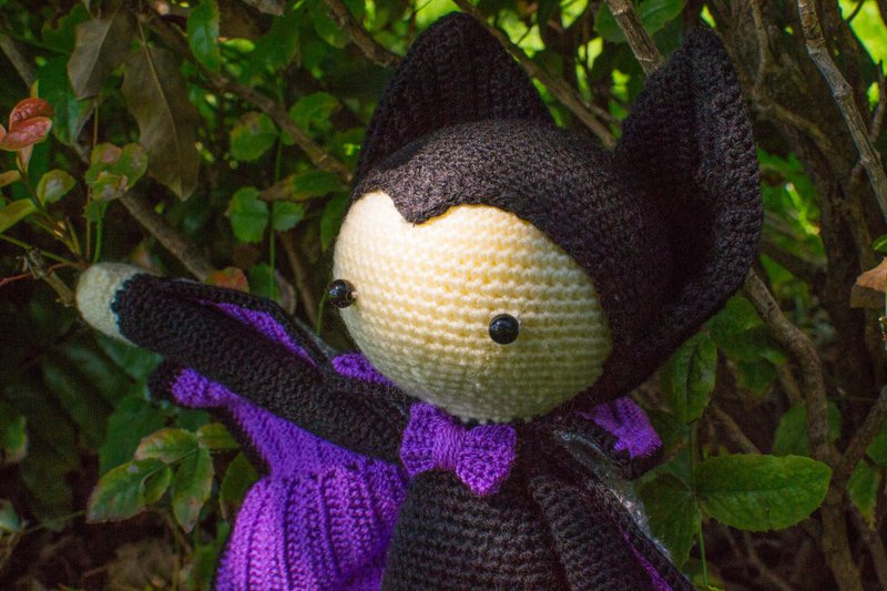Crochet vampire lalylala, Bat doll lalylala, Amigurumi vampire toy - 玩偶/公仔 - 压克力 黑色