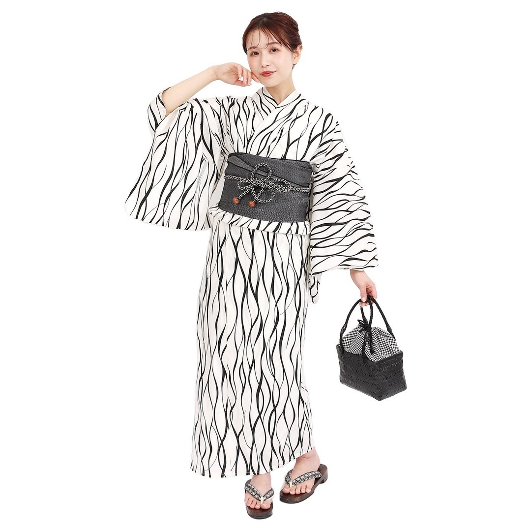 日本 和服 女性 梭织 浴衣 腰封 2件组 F Size x40-21a yukata - 其他 - 棉 蓝色