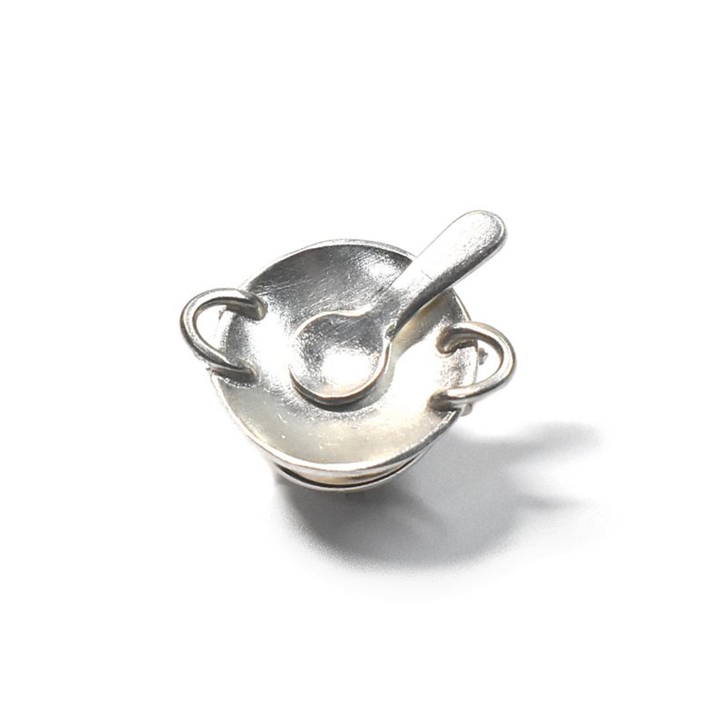 中华锅与汤勺 银质徽章 - 胸针 - 纯银 银色