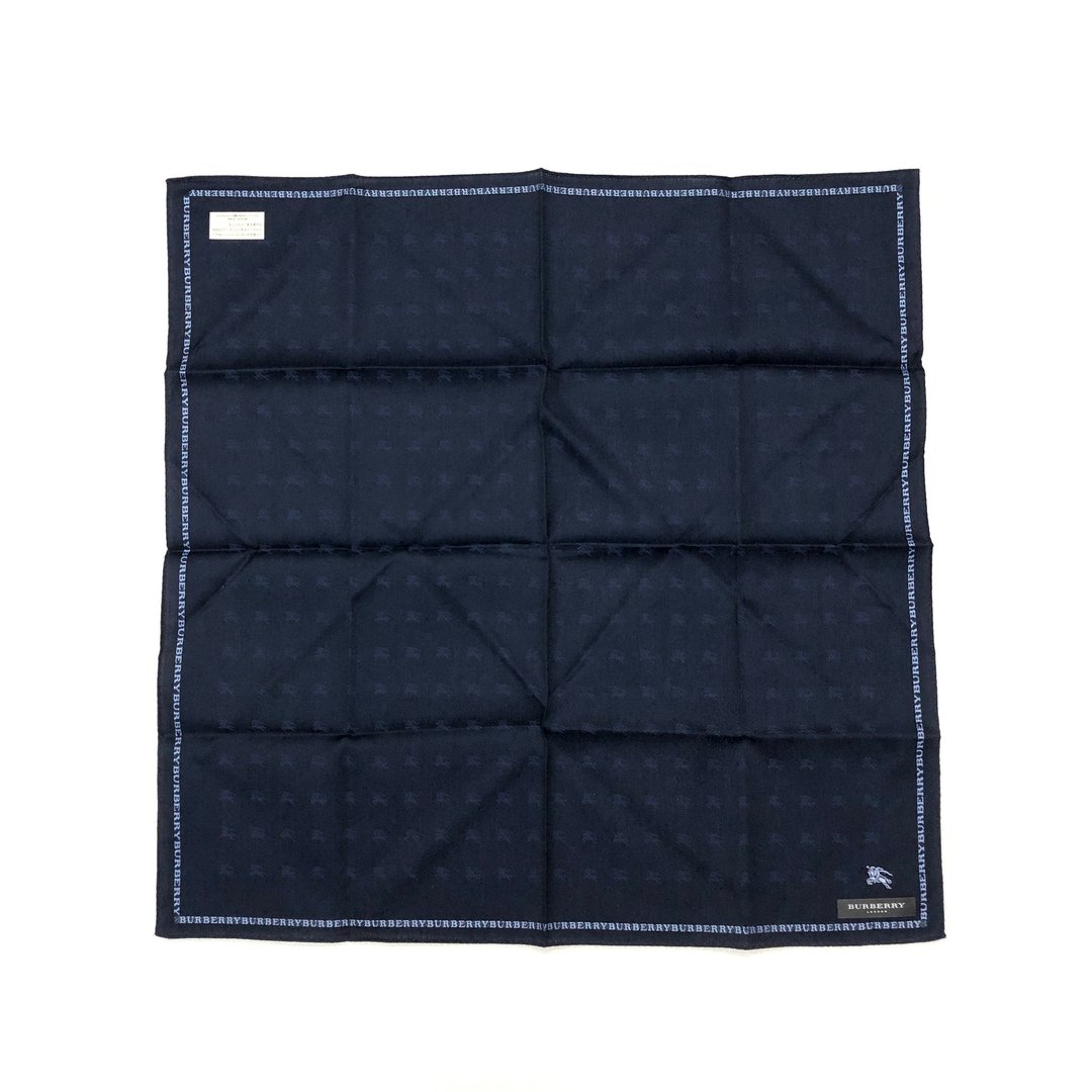 【日本直运，二手包装】BURBERRY博柏利 日本制造 手帕 海军蓝 Vintage 002 - 手帕/方巾 - 棉 蓝色
