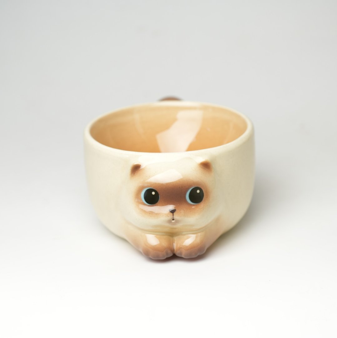 小猫饿了米饭碗 釉下彩手绘 - 碗 - 瓷 