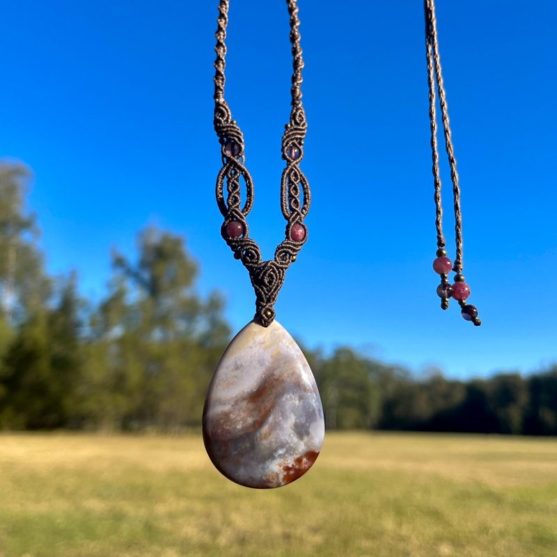 喜迎瑶 Macrame 珊瑚玉 珊瑚玉项链 手工编织 蜡线项链 民族风 - 项链 - 绣线 