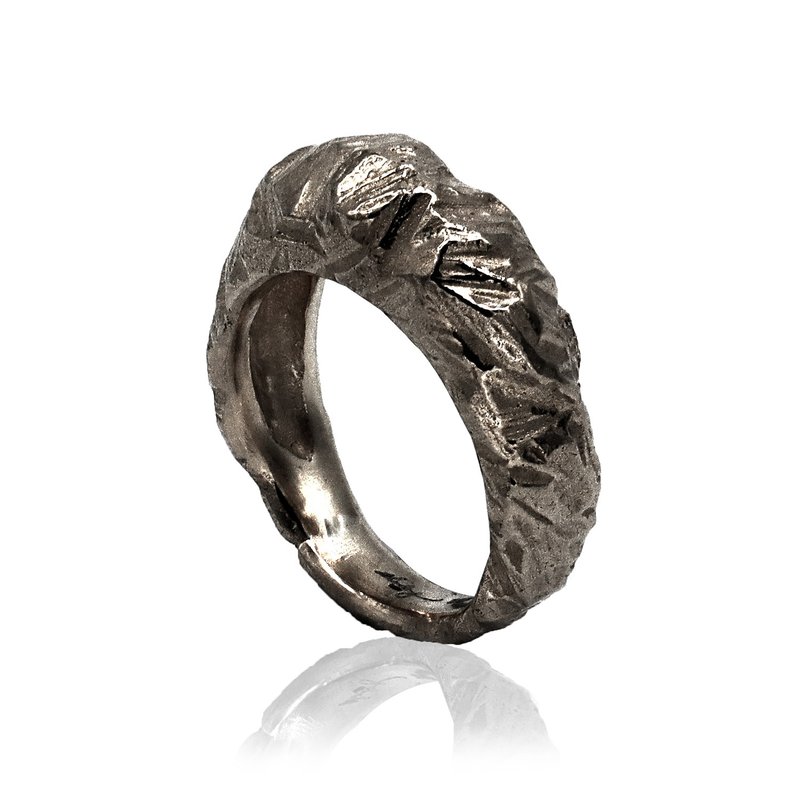 STONE系列戒指  原创手造  925银做氧化黑 - 戒指 - 纯银 黑色