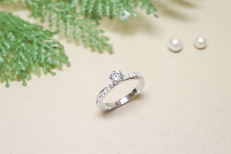 【单钻戒】独立空间 手作求婚戒-缘份 交叉单钻戒 925银 - 金工/饰品 - 银 