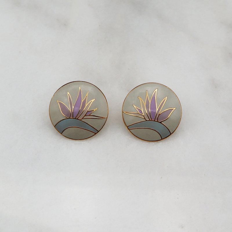 南瓜Vintage。Laurel Burch 1980s 手工 珐琅 针式 耳环 - 耳环/耳夹 - 珐琅 