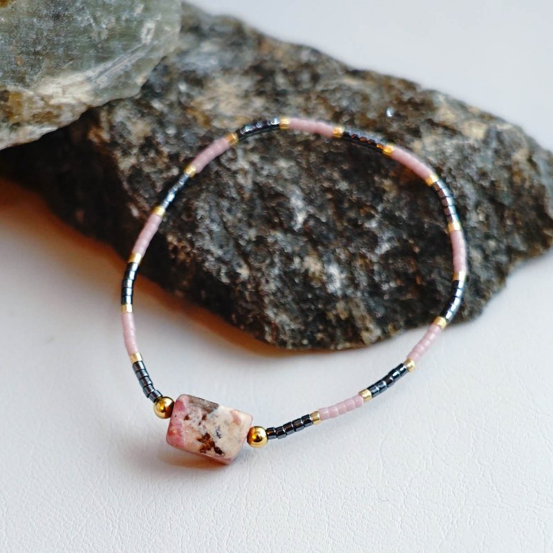 【蔷薇石】天然水晶米珠手链 - 手链/手环 - 水晶 