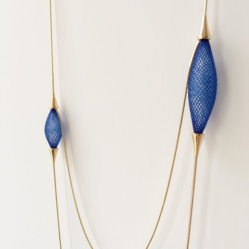 法国手工尼龙不对称长项链_宝蓝 - 项链 - 聚酯纤维 蓝色