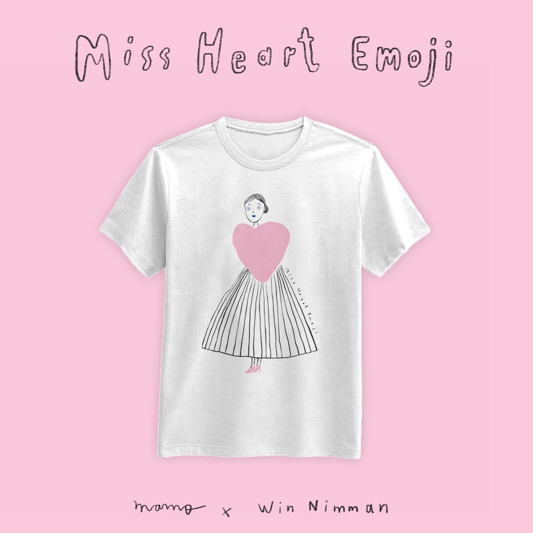 Miss Heart Emoji T-shirt - 女装 T 恤 - 棉．麻 白色