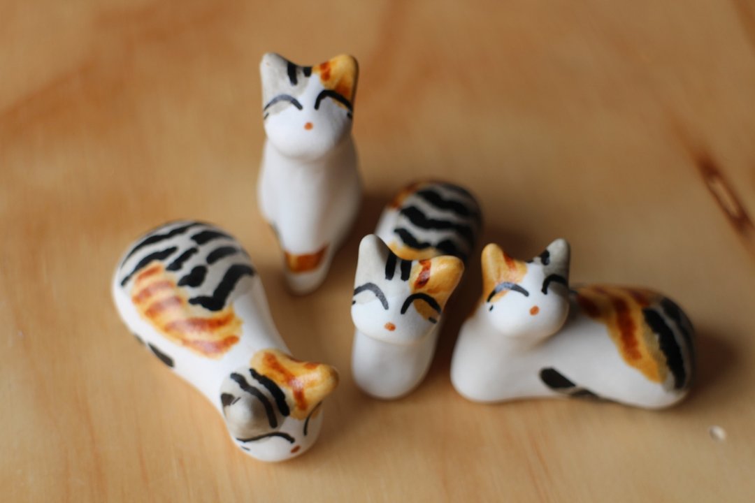 双虎斑猫小猫石(猫型研究室) - 玩偶/公仔 - 瓷 白色