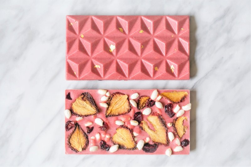 粉红泡泡-草莓优格果干巧克力砖 - 巧克力 - 新鲜食材 粉红色