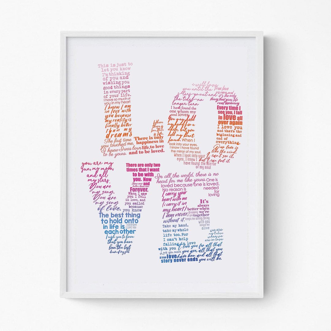 LOVE Art Print, Unique Poster Wall Art - 海报/装饰画/版画 - 纸 粉红色