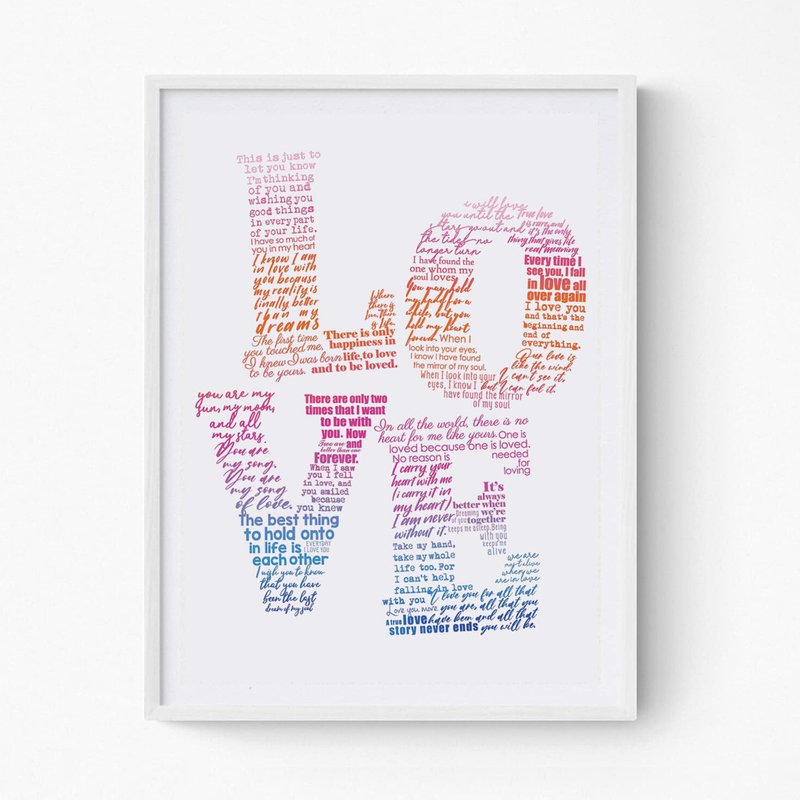 LOVE Art Print, Unique Poster Wall Art - 海报/装饰画/版画 - 纸 粉红色
