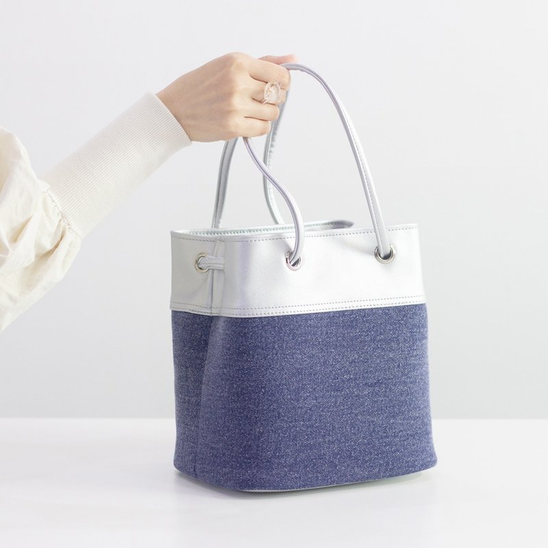 自在变换多用水桶包 PUx水洗工艺复古感牛仔 2色 手提/托特/侧背 - 侧背包/斜挎包 - 人造皮革 多色