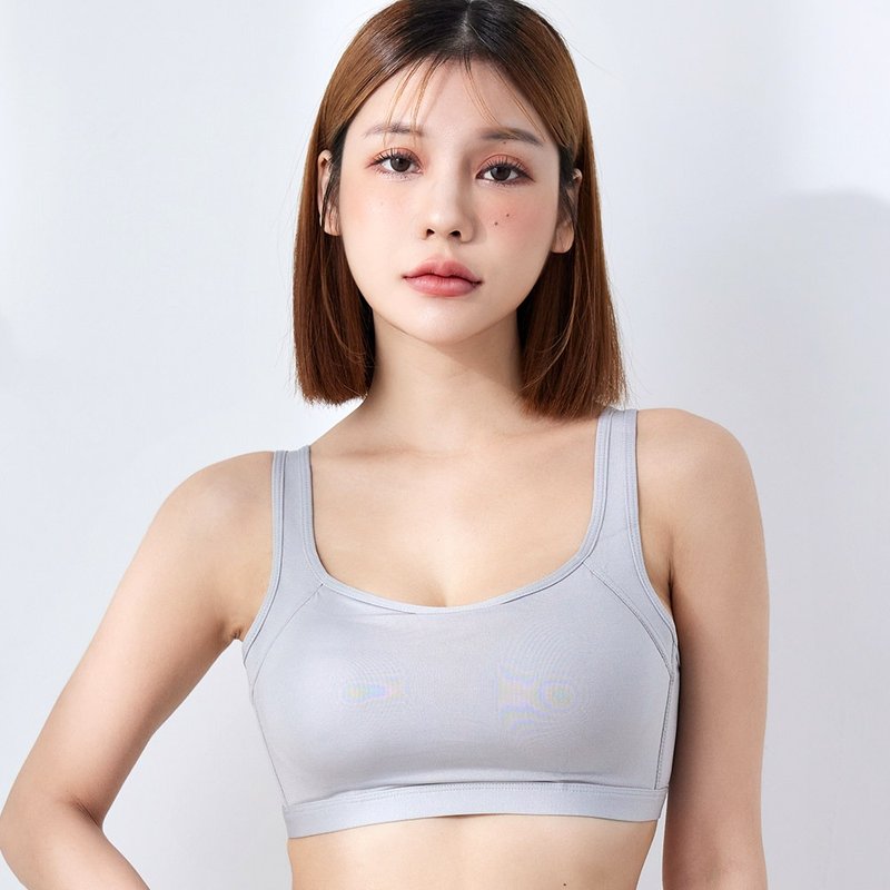 Pink Lady 无钢圈 运动内衣 背扣式 舒适稳定零束缚 透气运动背心 - 女士内衣裤 - 尼龙 灰色