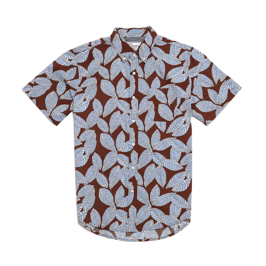 Leaf Print Shirt 叶子图腾衬衫 - 男装衬衫 - 棉 咖啡色