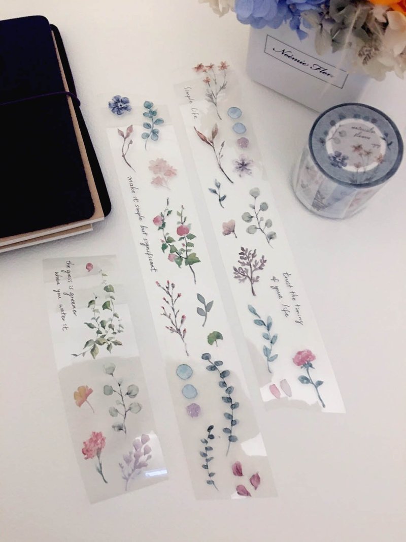 水彩花草亮面PET胶带 - 纸胶带 - 塑料 多色