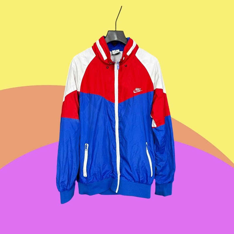 二手 NIKE 红蓝白 拼接 口袋 帽子 外套 CA417 - 女装休闲/机能外套 - 聚酯纤维 多色