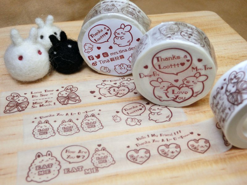 ‘感谢兔’和纸胶带 - 纸胶带 - 纸 白色