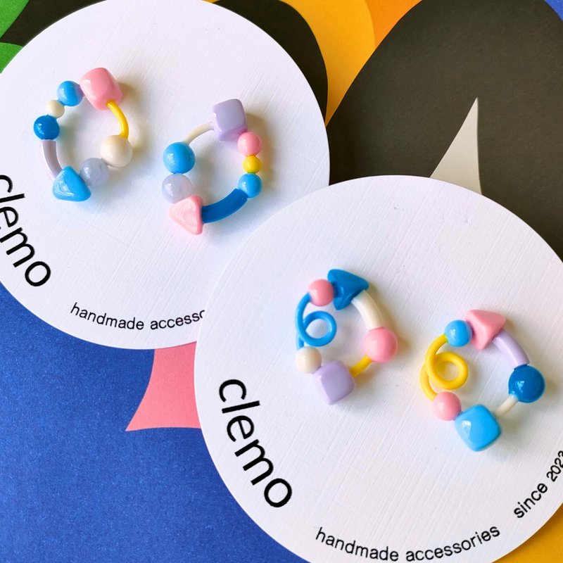 圆圈 糖果蓝 【耳环】 - 耳环/耳夹 - 其他材质 多色