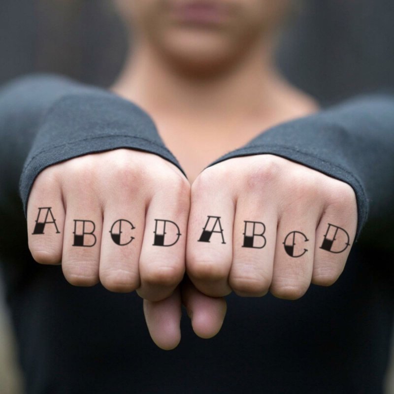OhMyTat ABCD 字母 Alphabet 刺青图案纹身贴纸 (2 张) - 纹身贴 - 纸 黑色