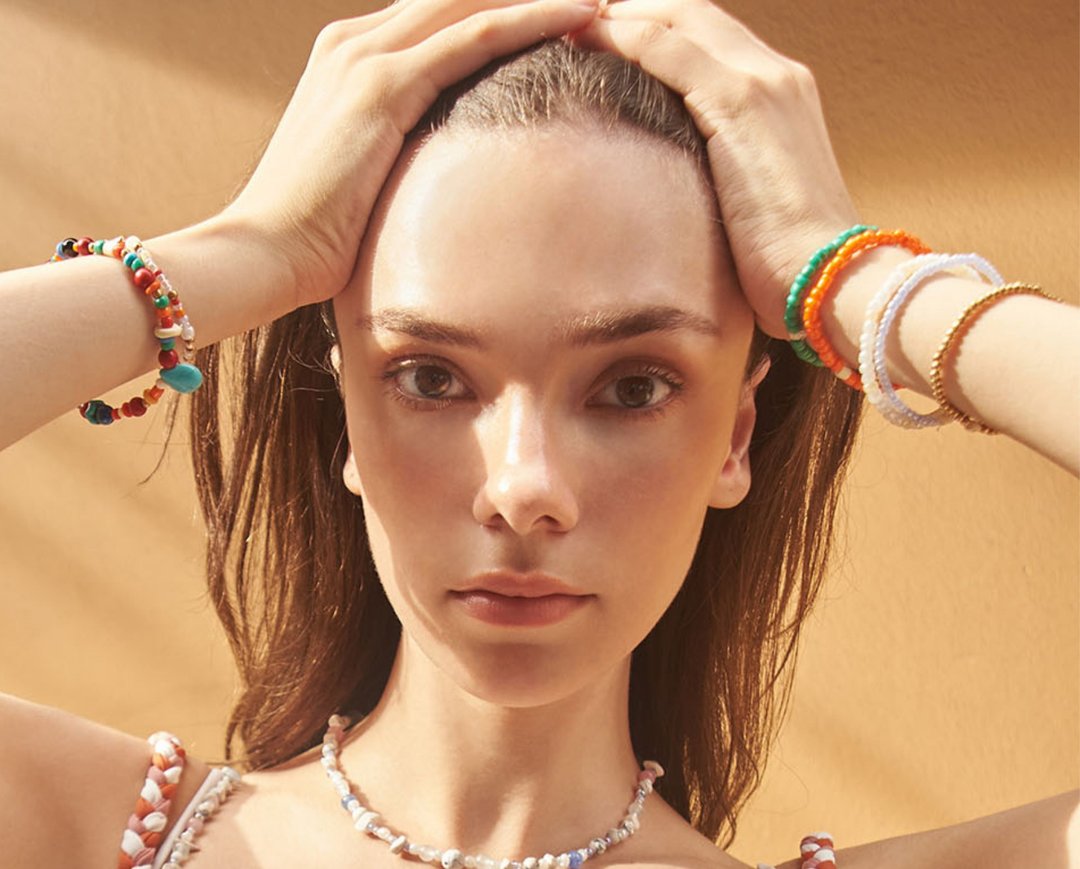 Bead Bracelet of 5 in Multi Color (CRN08) - 手链/手环 - 石头 多色
