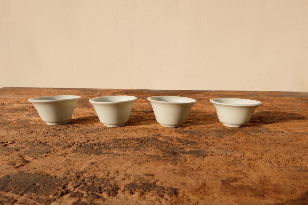 白瓷透光品茗杯 4入一组 - 茶具/茶杯 - 瓷 白色