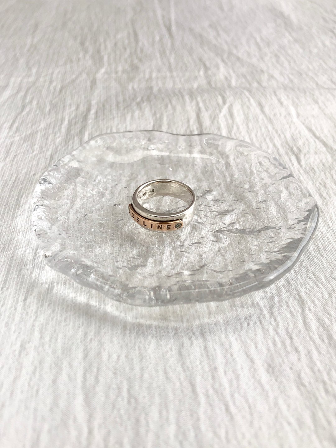 【VintageShop solo 日本直送中古包专卖店】CELINE 经典饰品 银色 金色 标志 SILVER925 古董 精品 - 戒指 - 纯银 银色
