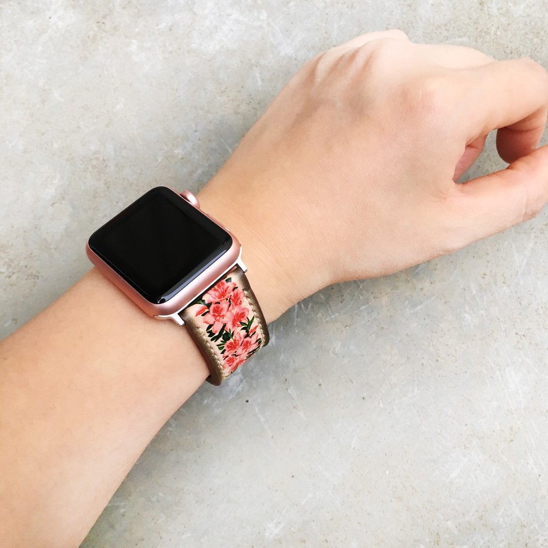 Apple Watch表带38毫米42毫米手工缝制手工系列 - 表带 - 真皮 粉红色