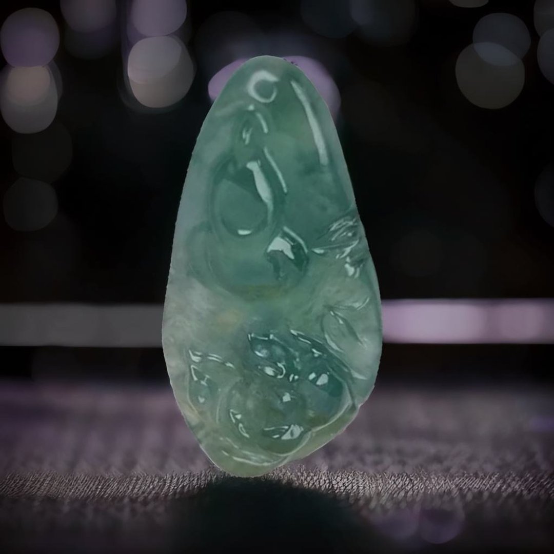冰蓝水翡翠无相佛 | 天然A货翡翠 | 送礼 - 吊饰 - 玉石 透明
