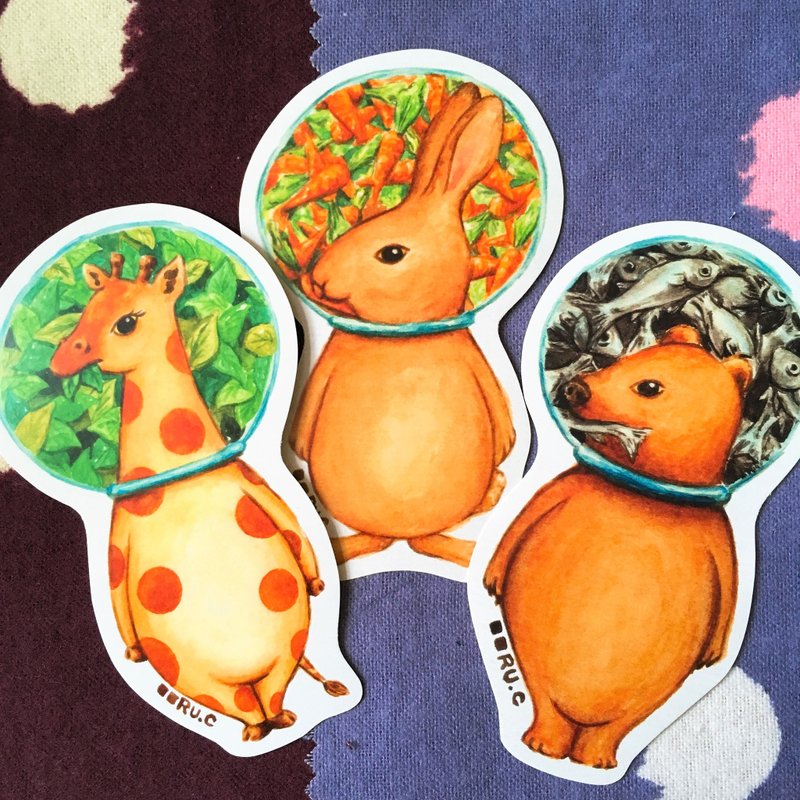 玻璃球之食食食系列 大贴纸套装 - 贴纸 - 纸 多色